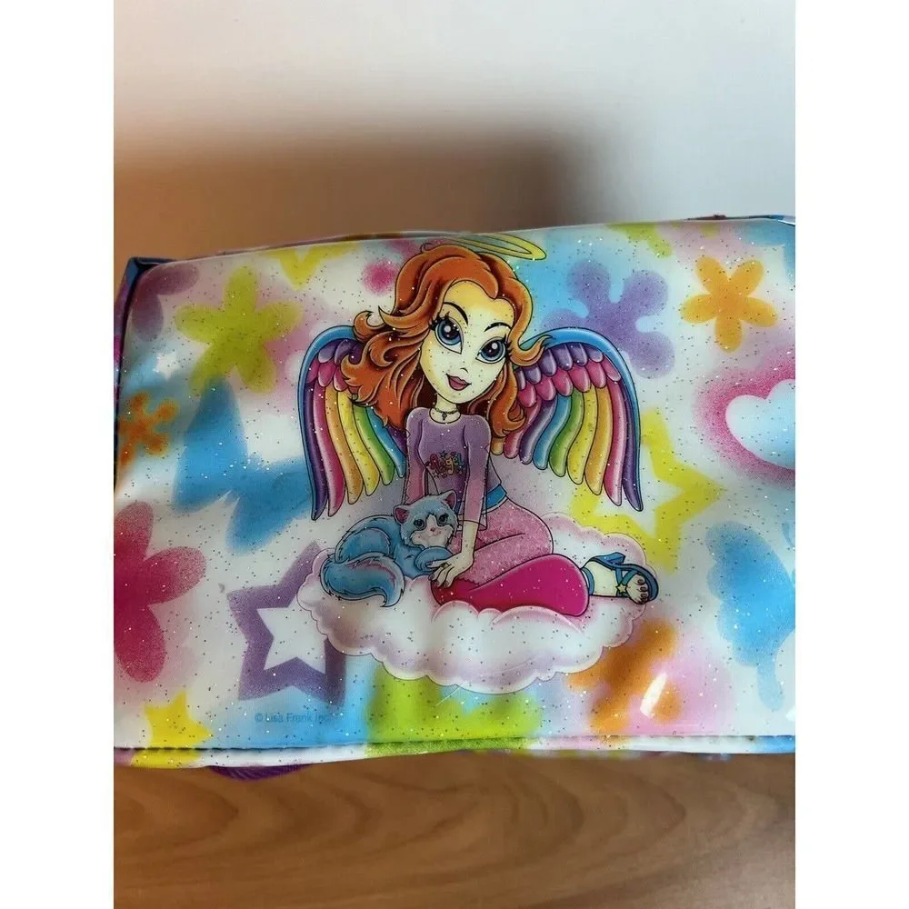 Lisa Frank Lunchbox Angel Girl With Cat Insulated Lunch Bag Strapped Rare